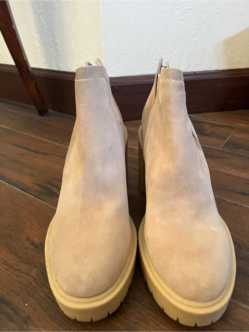 Dolce Vita Light Beige Suede Chelsea Platform Booties